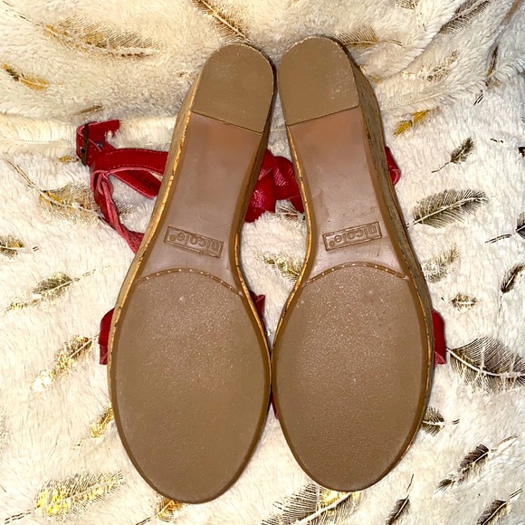 Nicole Braided Red Platform Heel Cork Sandals - Picture 8 of 13